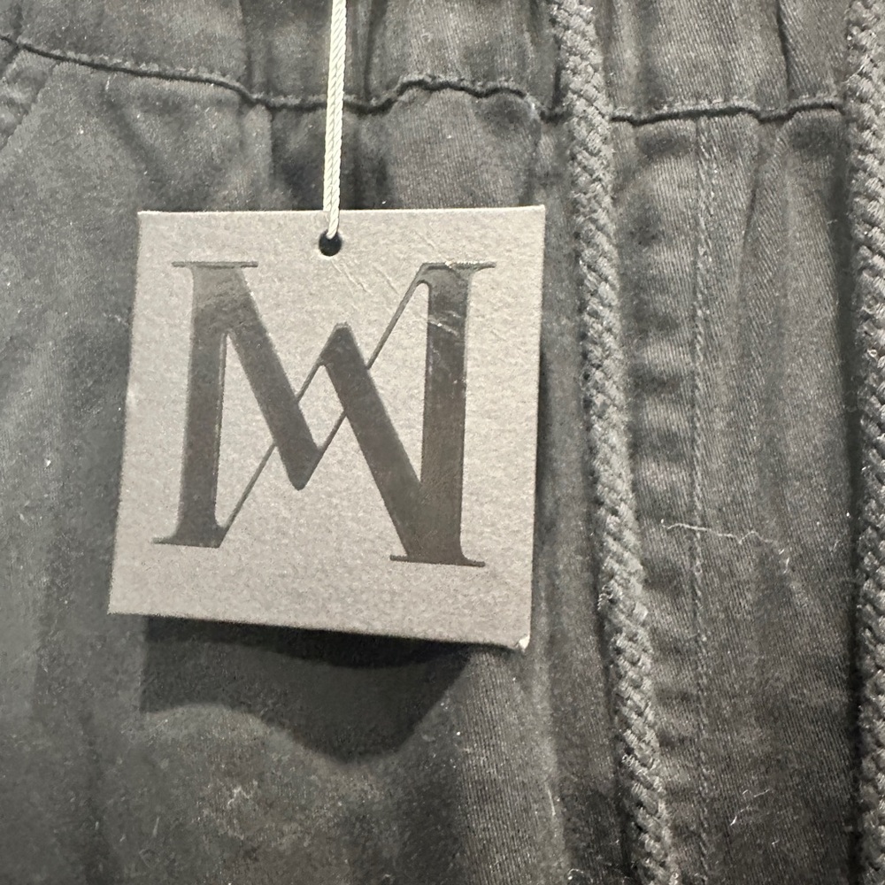MESHKI Cargo High Waist Joggers NWT black draw string elastic black small - Picture 9 of 9